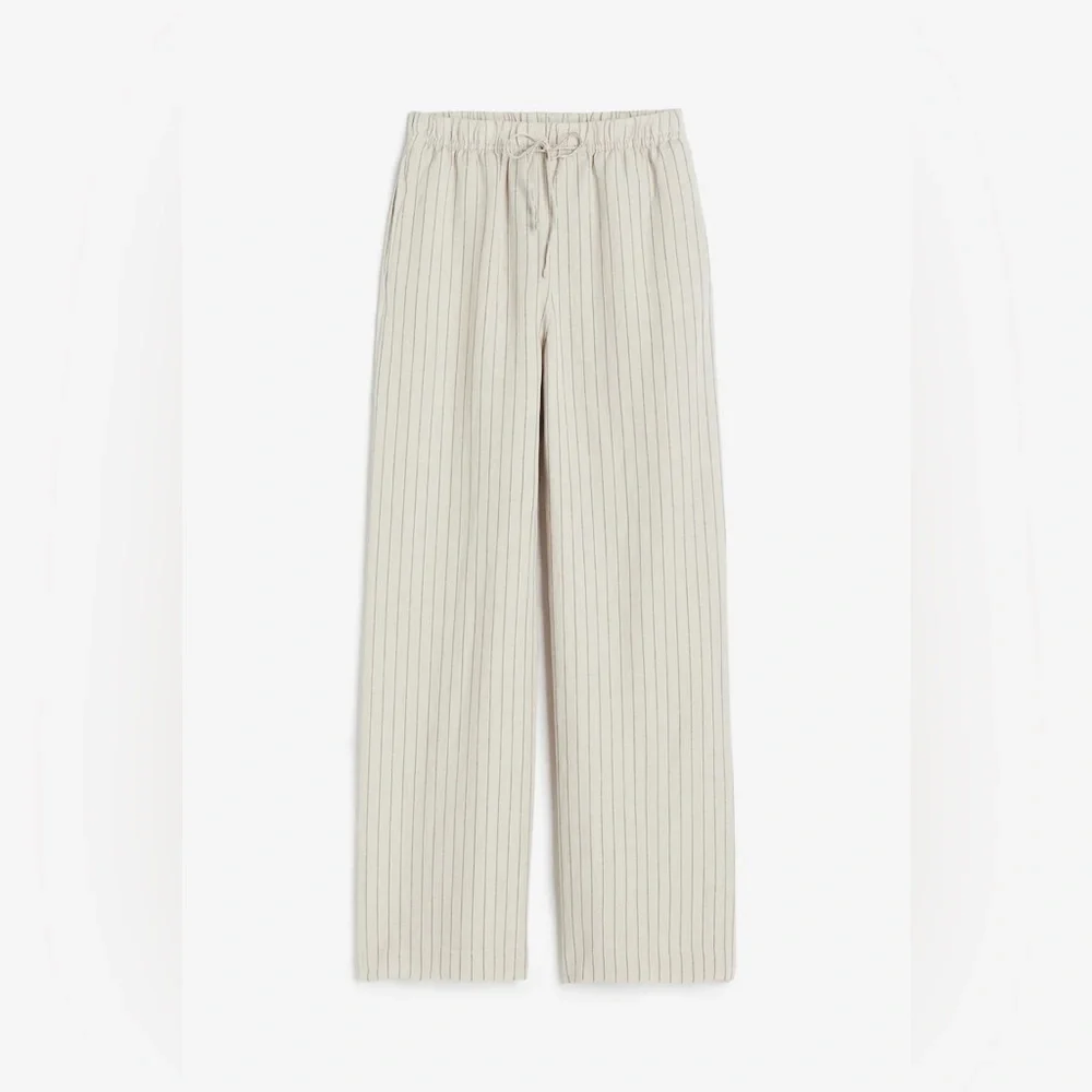 SHEIN Beige Striped Wide leg high waisted Trousers Size 6